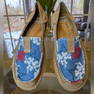 Ariat Cruiser Western Aloha Floral Leather Suede Slip-Ons 8.5